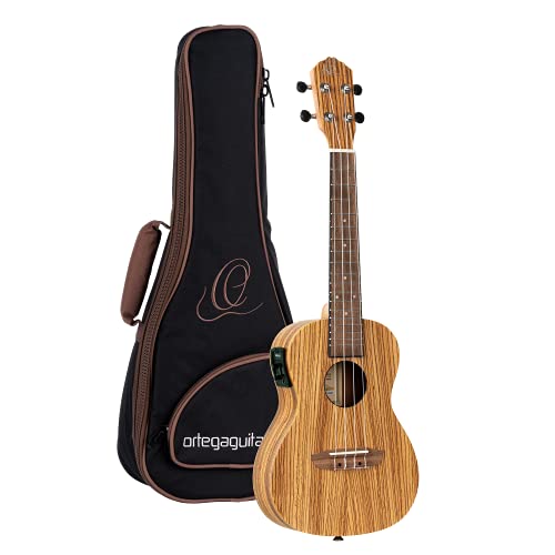 Ortega Guitars Konzert Ukulele elektro-akustisch - Timber Series - inklusive Deluxe Gigbag - Zebrano/ Mahagoni (RFU11ZE)