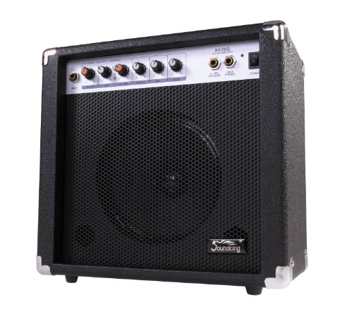 Soundking AK20-G Gitarrenverstärker 60 Watt - 3-Band Equalizer - 8" Speaker mit 2 Kanälen - Kopfhörerausgang & Lautsprecheranschluss - Idealer Amp für Einsteiger mit Extra robusten Schutzecken